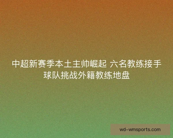 中超新赛季本土主帅崛起 六名教练接手球队挑战外籍教练地盘