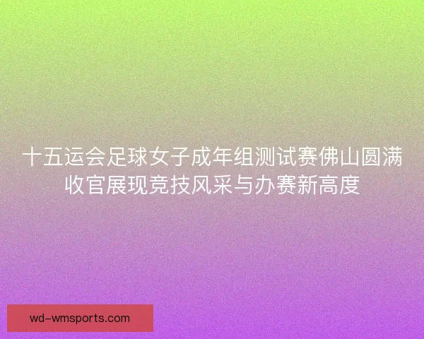 十五运会足球女子成年组测试赛佛山圆满收官展现竞技风采与办赛新高度